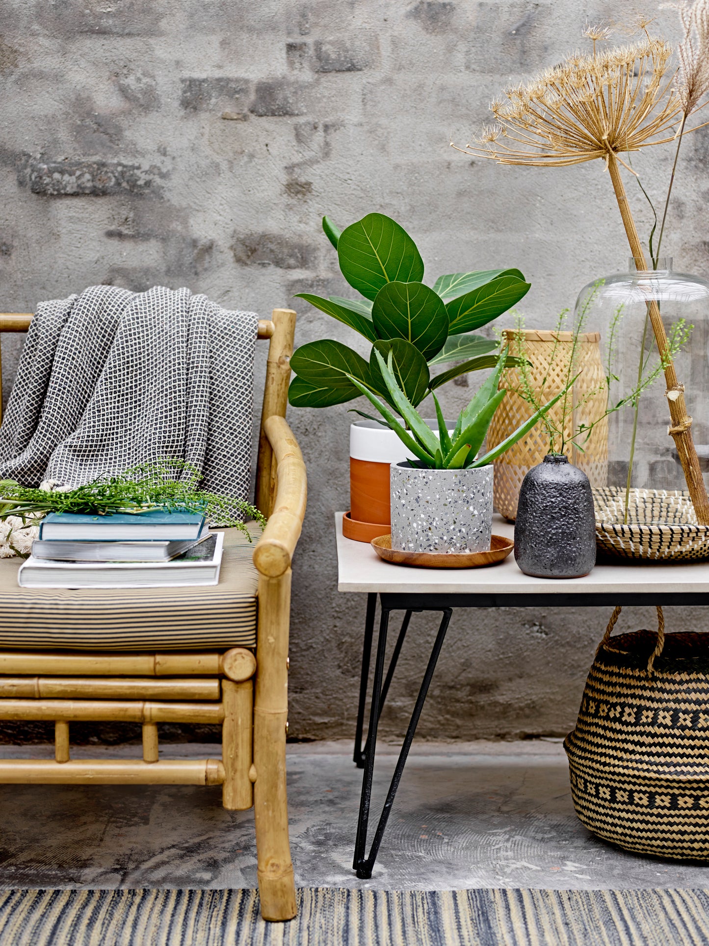 Decke Barry, Blue, Recycelte Baumwolle