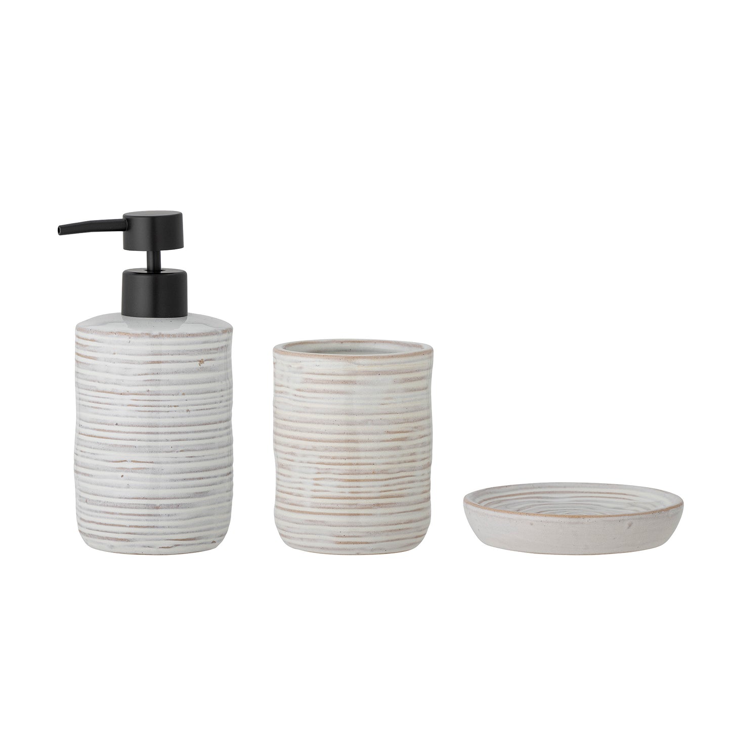 Seifenspender-Set Winta, Natur, Steingut