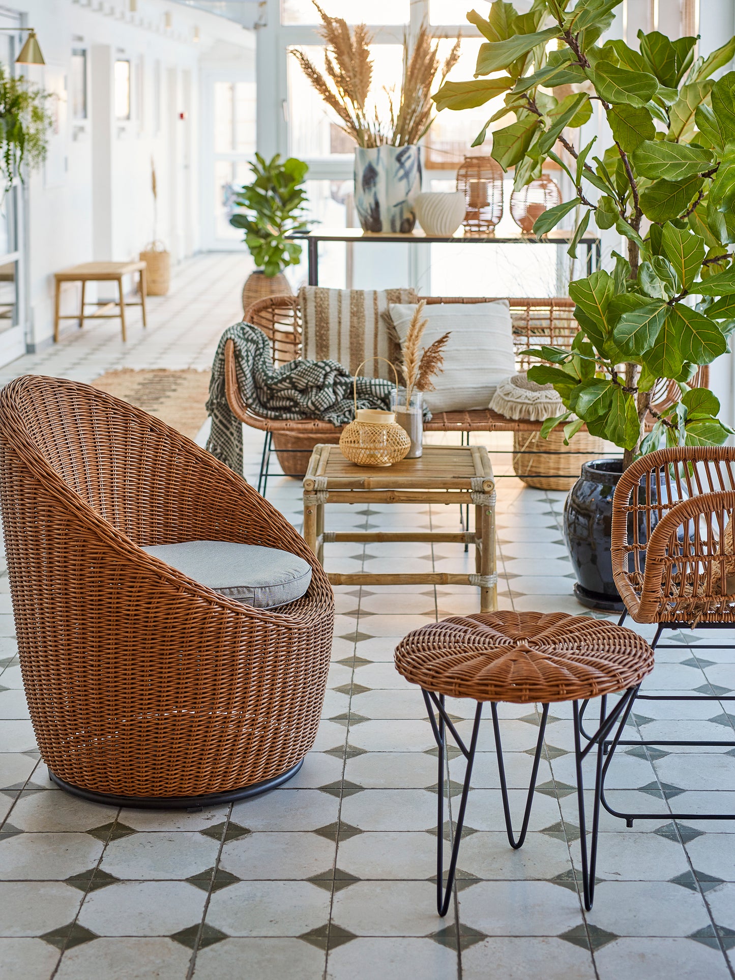Loungesessel Roccas, Braun, Polyrattan