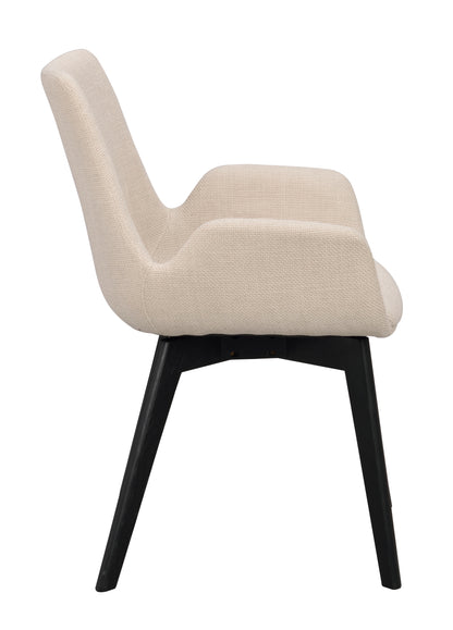 Polsterstuhl Drimsdale mit Armlehne, Beige/Schwarz