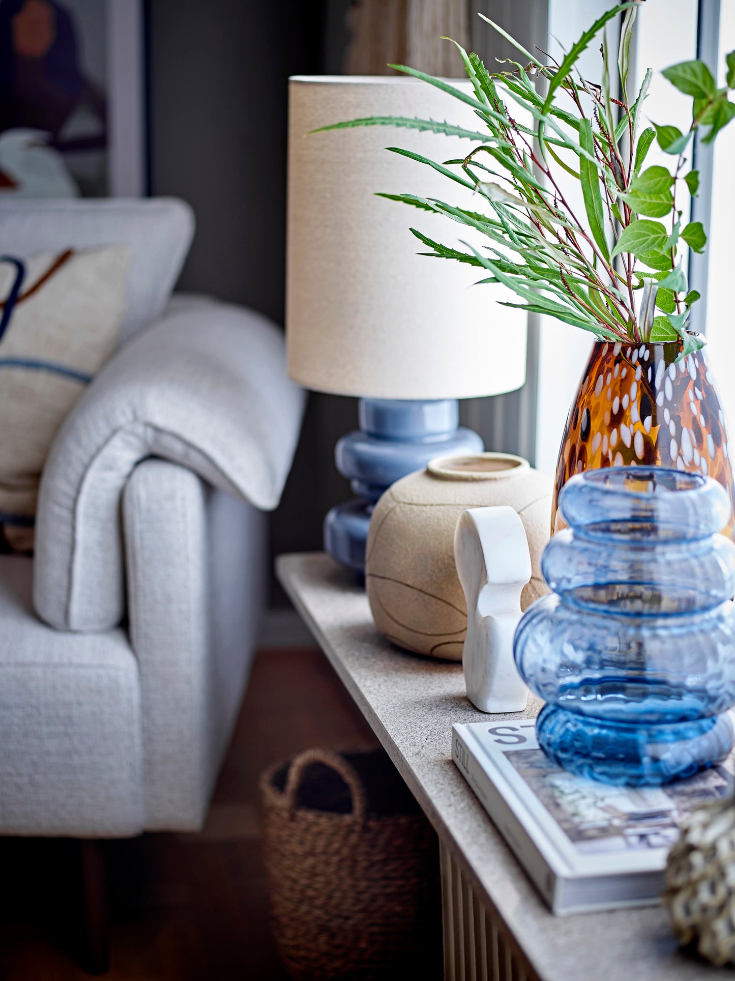 Tischlampe Fabiola, Blue, Glas