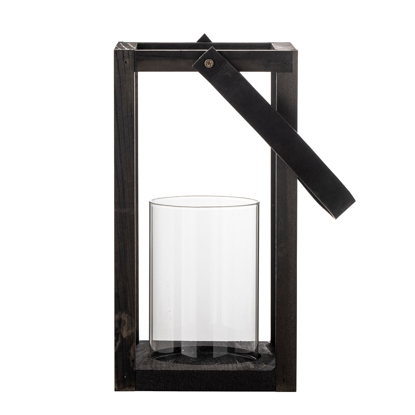 Laterne Lyra mit Glas, Schwarz, Kiefer