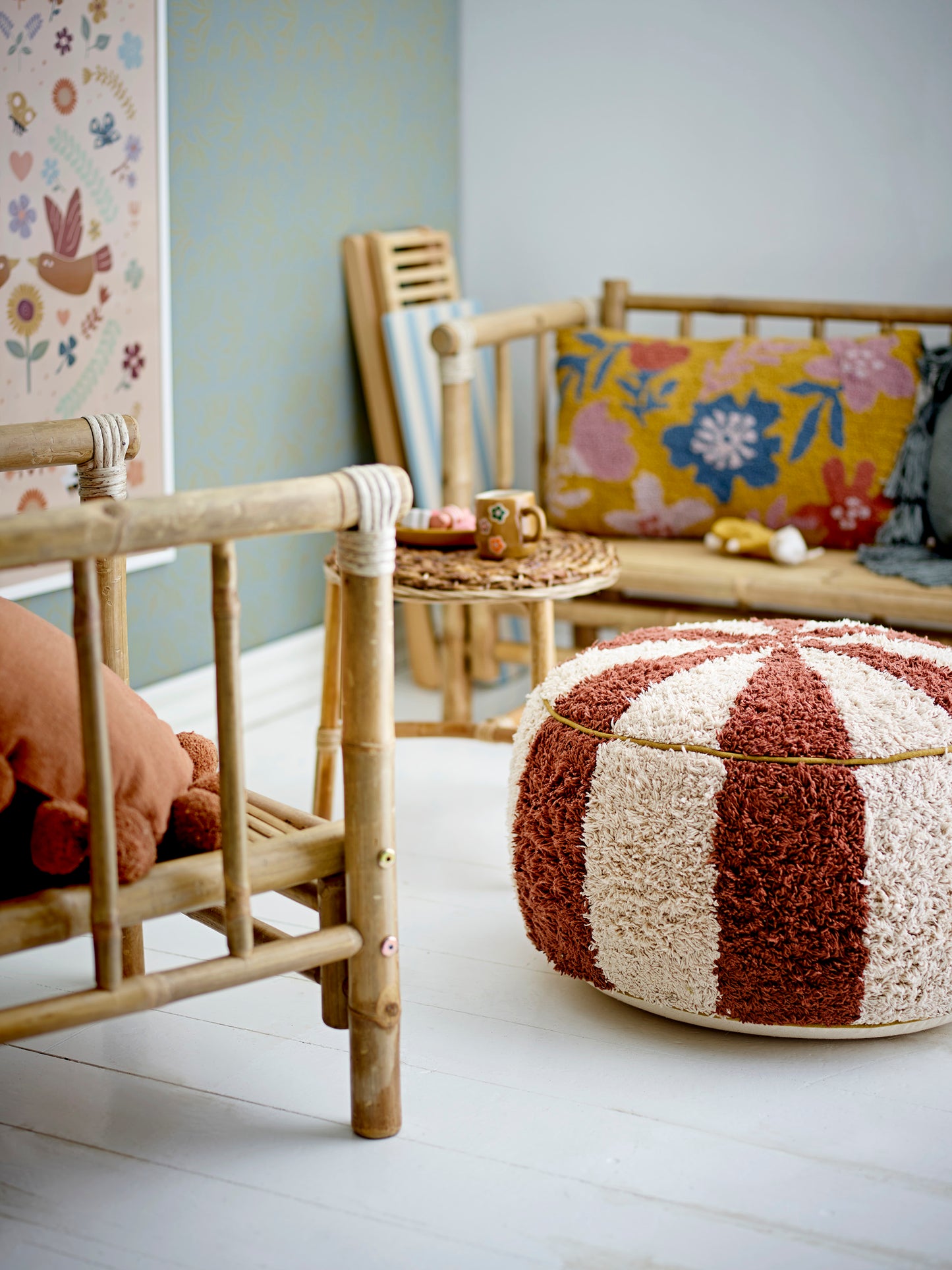 Pouf Charoline, Braun, Baumwolle