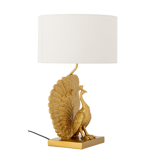 Tischlampe Peacock, Gold, Polyresin