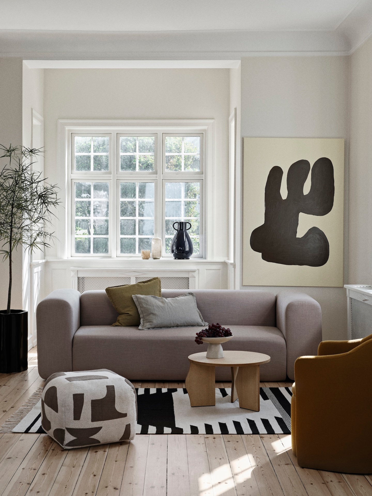 Polsterhocker Mundo, Kangaroo Braun/Helles Beige