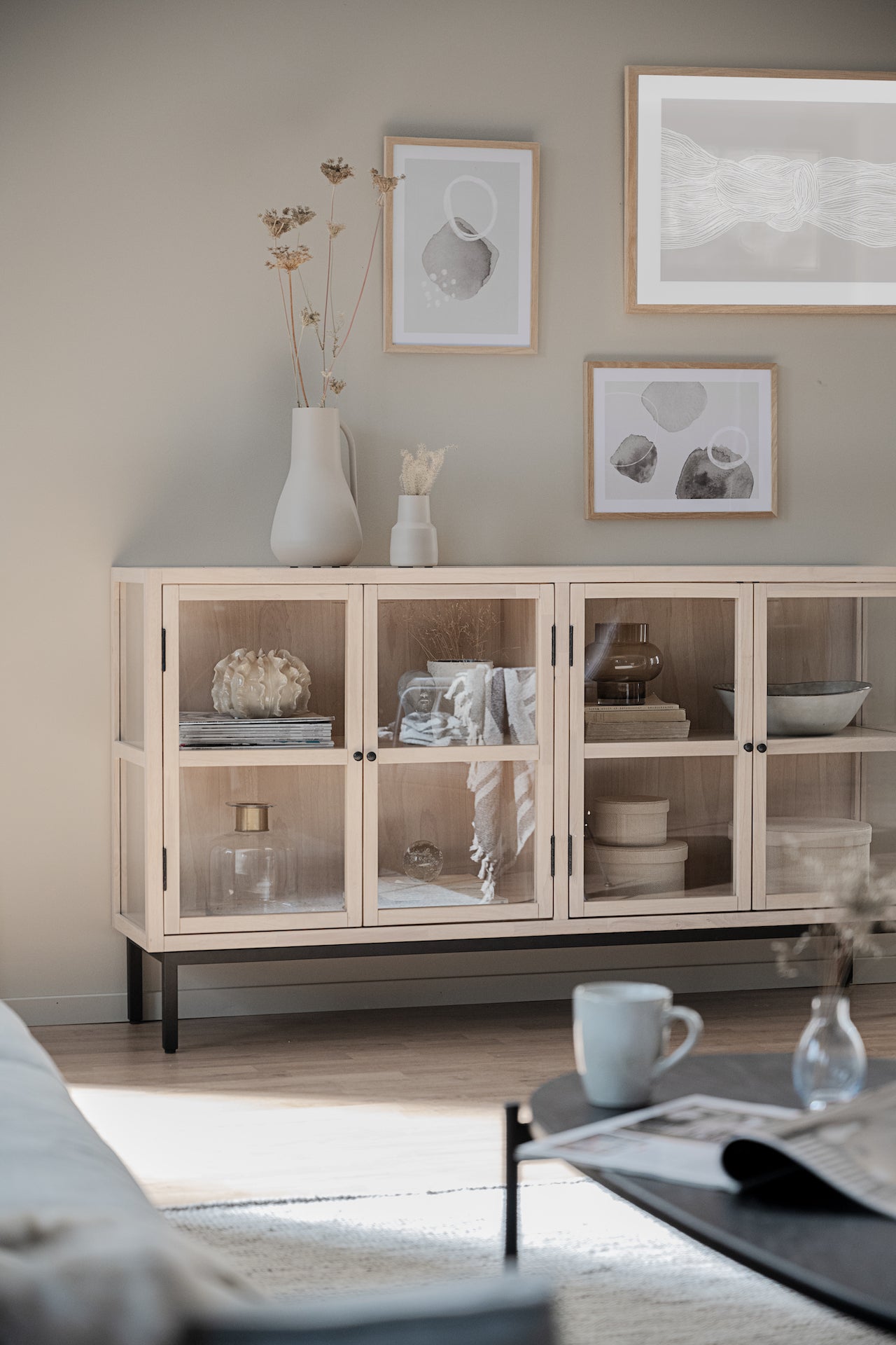 Sideboard Marshalle, Whitewash/Schwarz