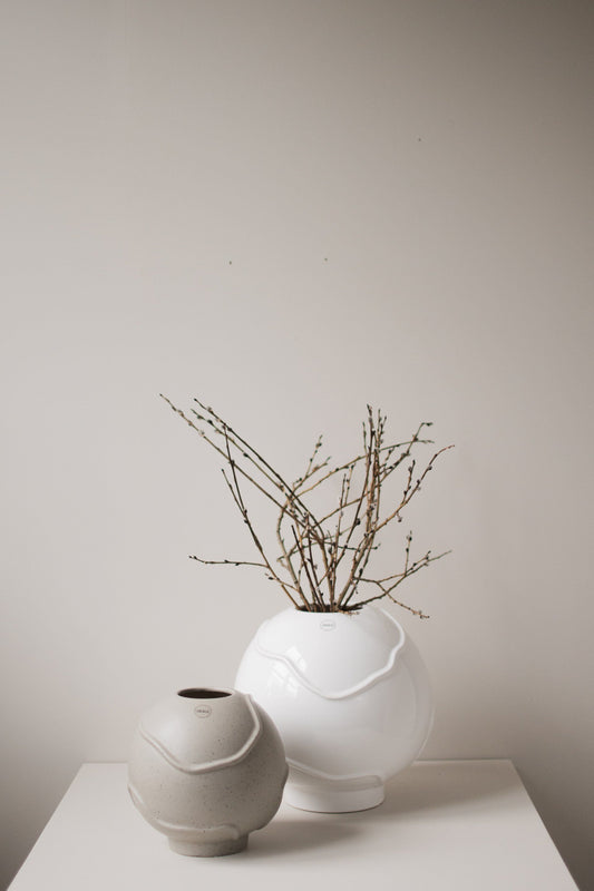Keramikvase Form, Glänzendes Weiß
